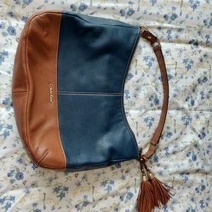 Calvin Klein brown and blue shoulder bag